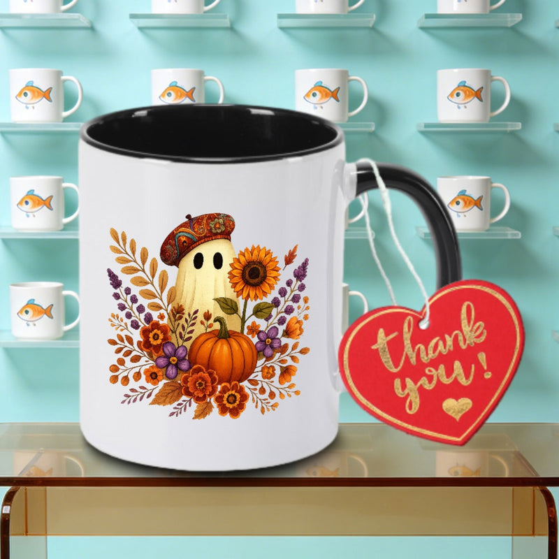 Tailorly Black Accent 11 oz Mug - Patterned beret logo