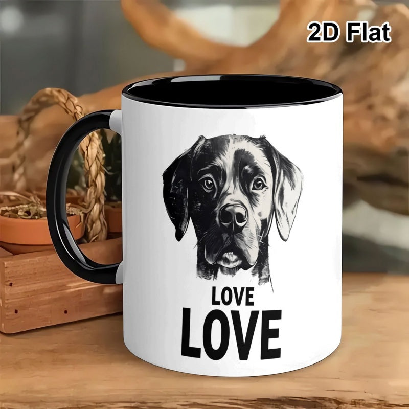 Tailorly Black Accent 11 oz Mug - valentines day black white sketch dog graphic