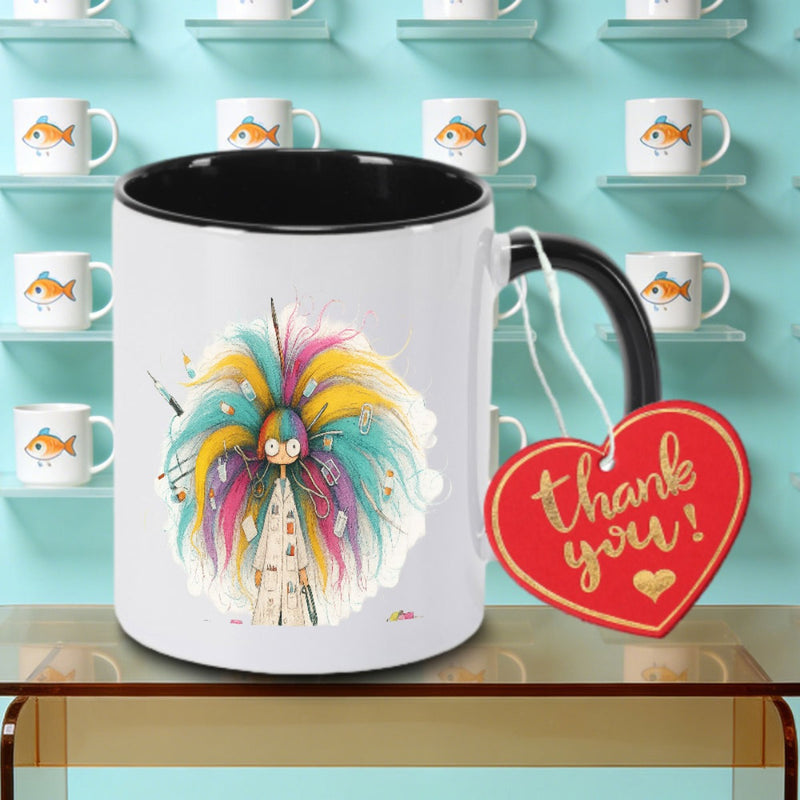 Tailorly Black Accent 11 oz Mug - whimsical 2D flat art logo