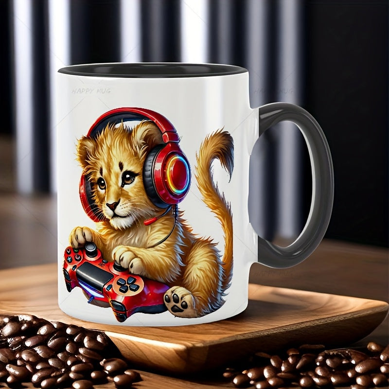 Tailorly Black Accent 11 oz Mug - cute lion