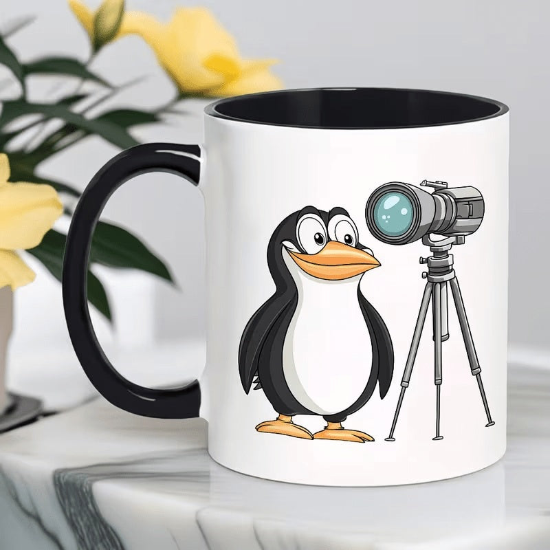 Tailorly Black Accent 11 oz Mug - Cute penguin