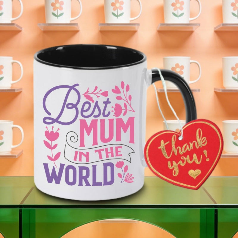 Tailorly Black Accent 11 oz Mug - coffee or tea text