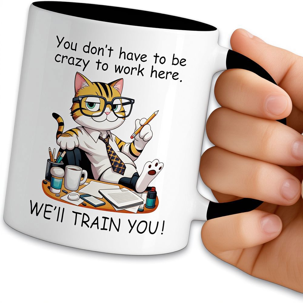 Tailorly Black Accent 11 oz Mug - funny penguin will eat