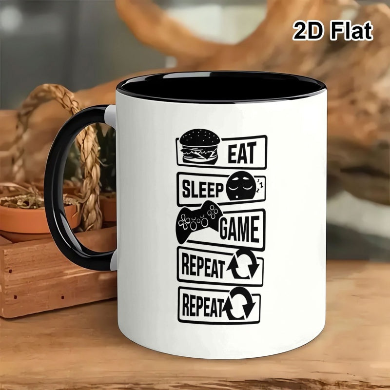 Tailorly Black Accent 11 oz Mug - game repeat humorous gamer text