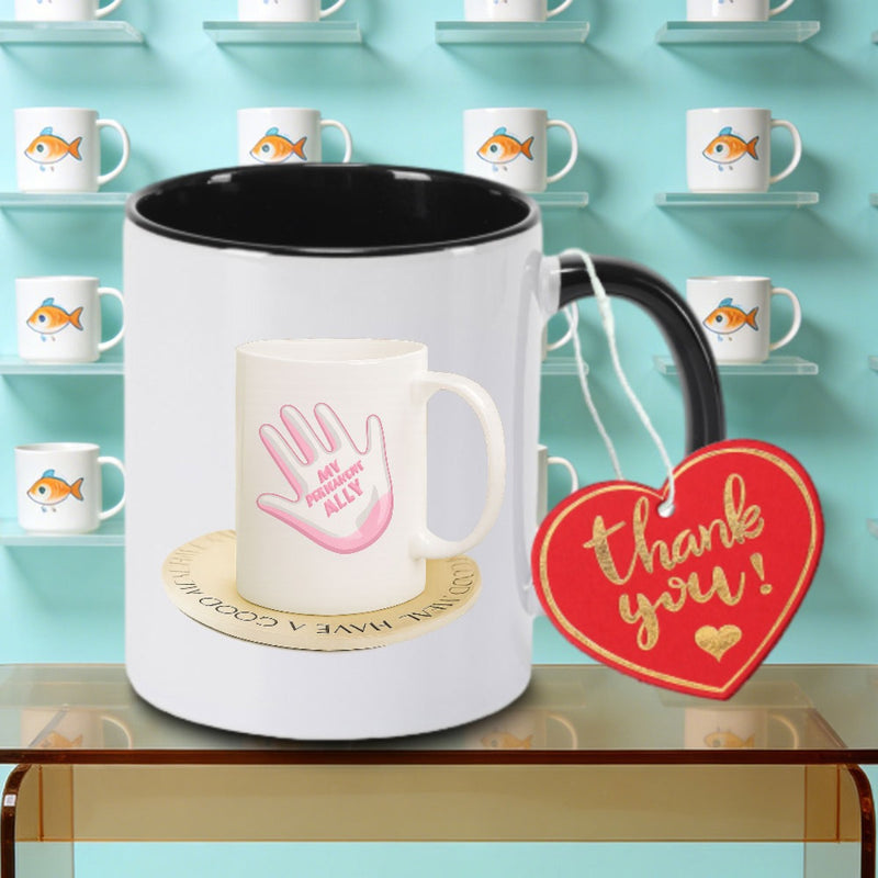 Tailorly Black Accent 11 oz Mug - Hand Hug Logo