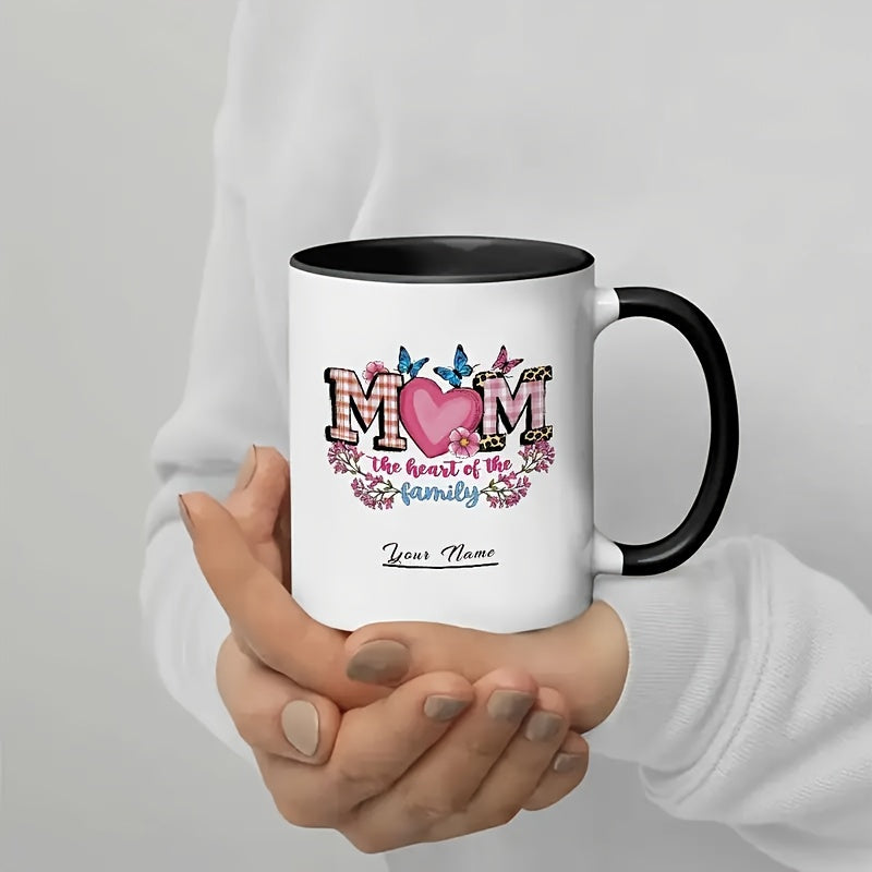 Tailorly Black Accent 11 oz Mug - floral personalized mom message