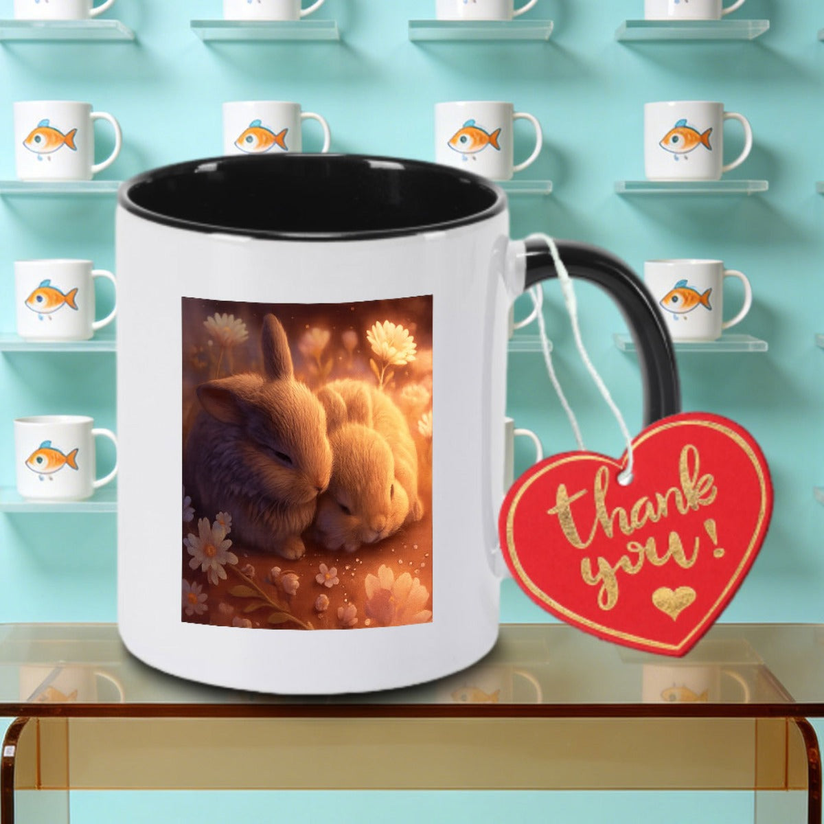 Tailorly Black Accent 11 oz Mug - A Single Ceramic Mug Suitable for Coffee Tea Or Milk Perfect As a Birthday Present for And Practical for