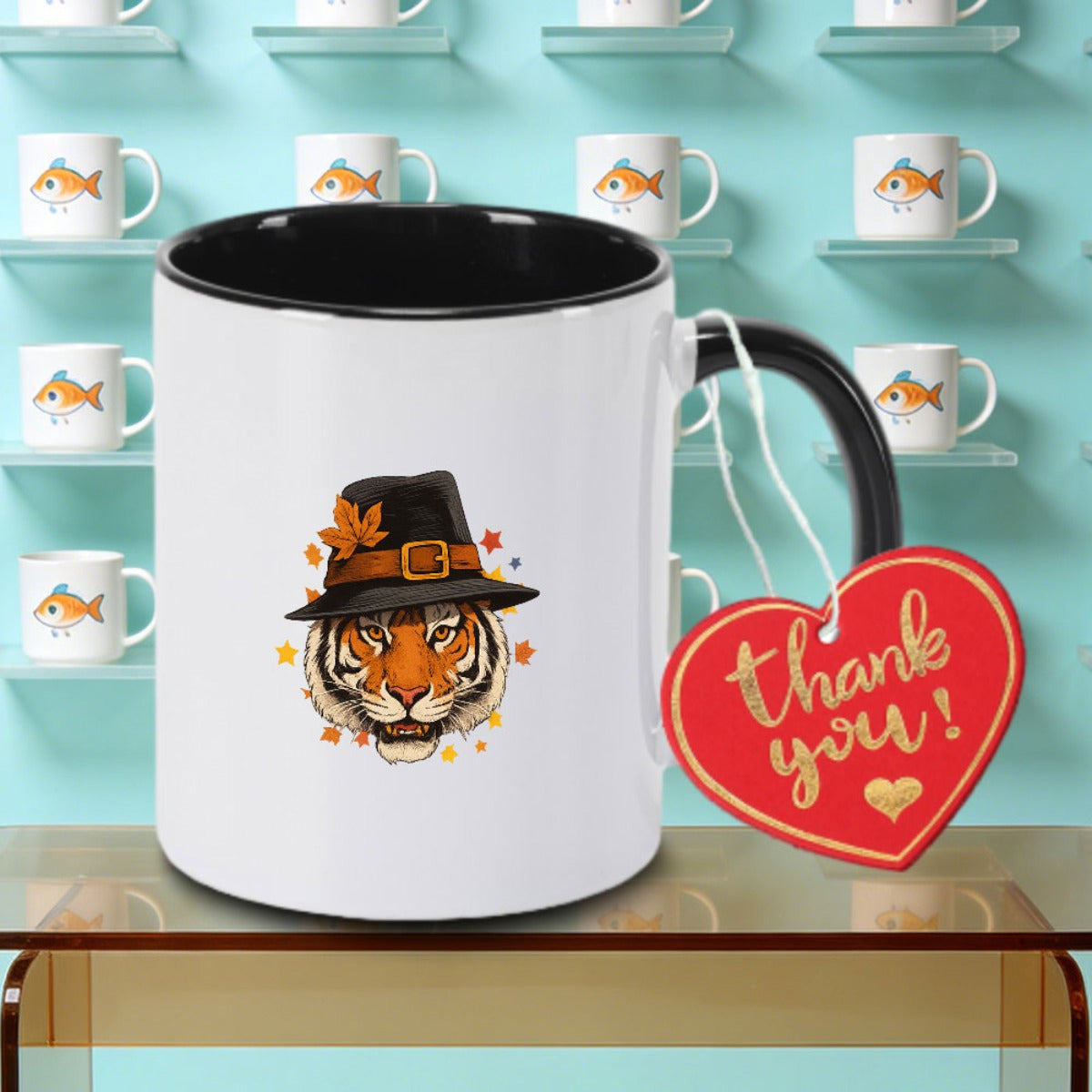 Tailorly Black Accent 11 oz Mug - This Ceramic Coffee Mug Features a Vibrant And Is Perfect for Tea Milk Or Water While Reading. It a And