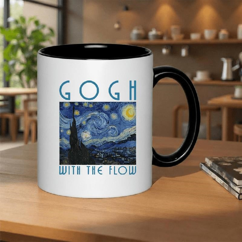 Tailorly Black Accent 11 oz Mug - ounce ceramic mug cup washed in the dishwasher white with black handle very suitable for college students and