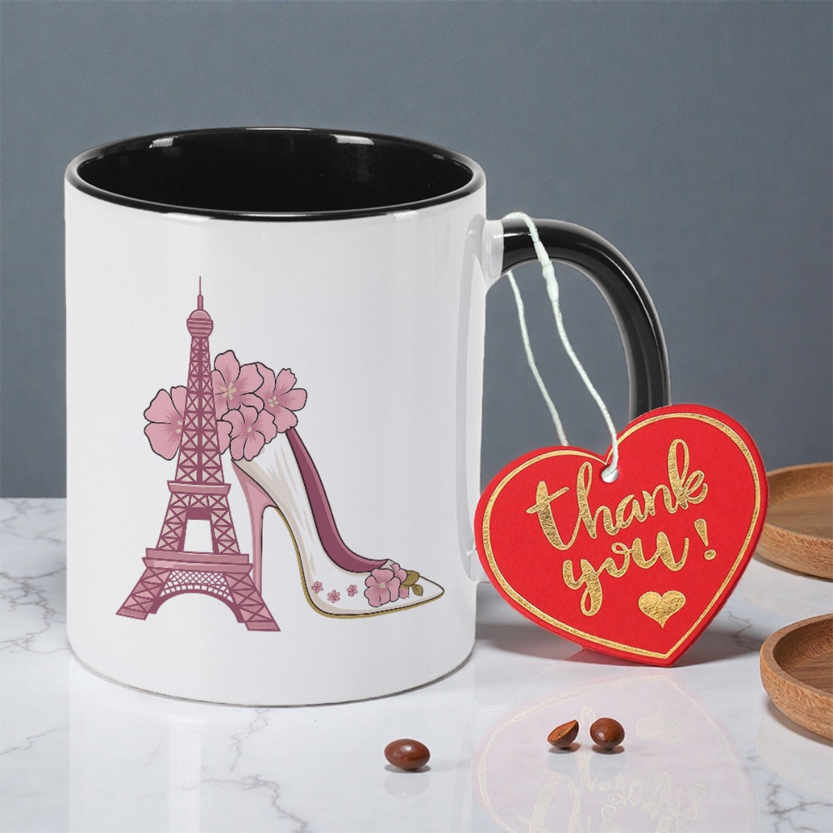 Tailorly Black Accent 11 oz Mug - high heel print