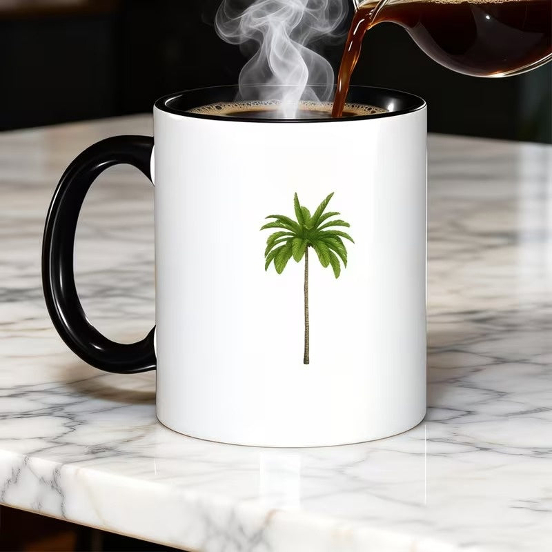 Tailorly Black Accent 11 oz Mug - Tree Pattern