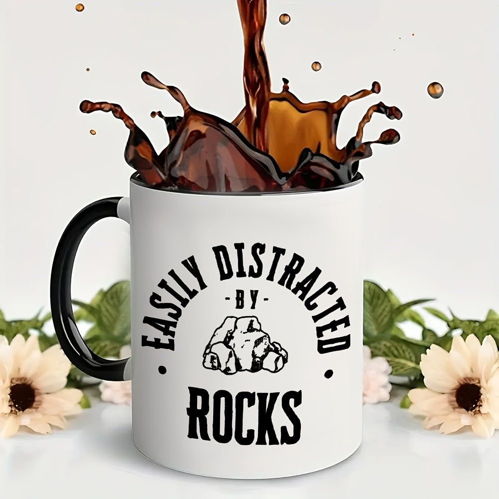 Tailorly Black Accent 11 oz Mug - 1pc of a unique mug get by stones made of ceramic with an 11oz large capacity suitable for office as gifts for