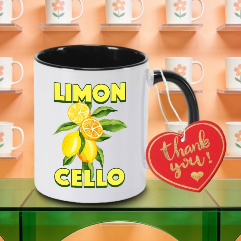 Tailorly Black Accent 11 oz Mug - colorful lemon themed