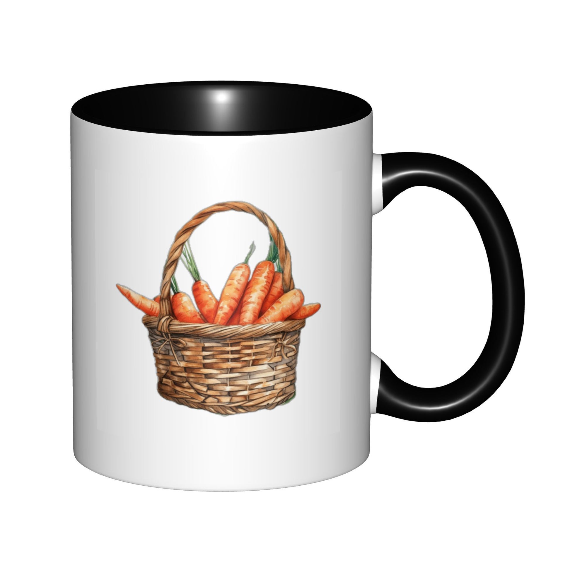 Tailorly Black Accent 11 oz Mug - wicker basket of carrots illustration