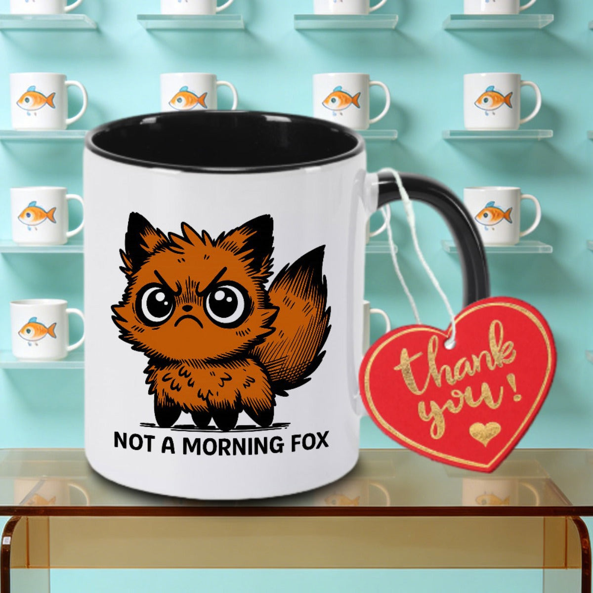 Tailorly Black Accent 11 oz Mug - Fox text "Not a Logo"
