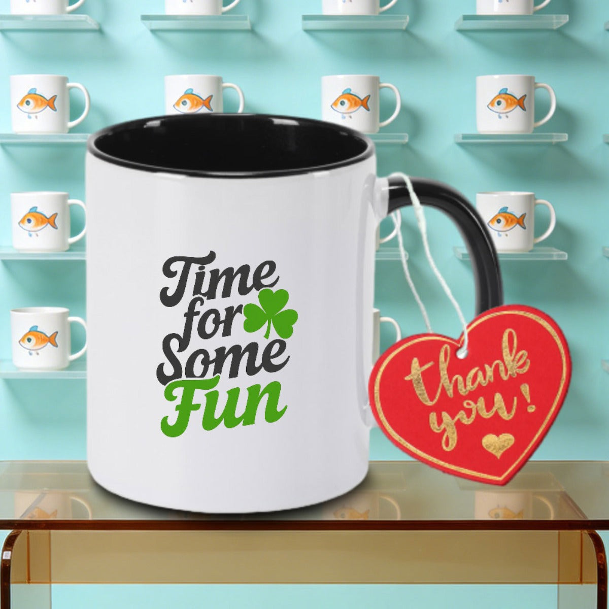 Tailorly Black Accent 11 oz Mug - TIME SOMEing Print Logo