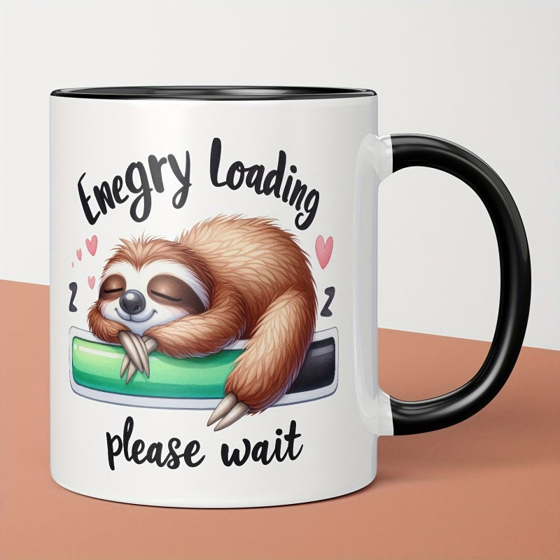 Tailorly Black Accent 11 oz Mug - sleeping sloth humorous design Halloween design Christmas design