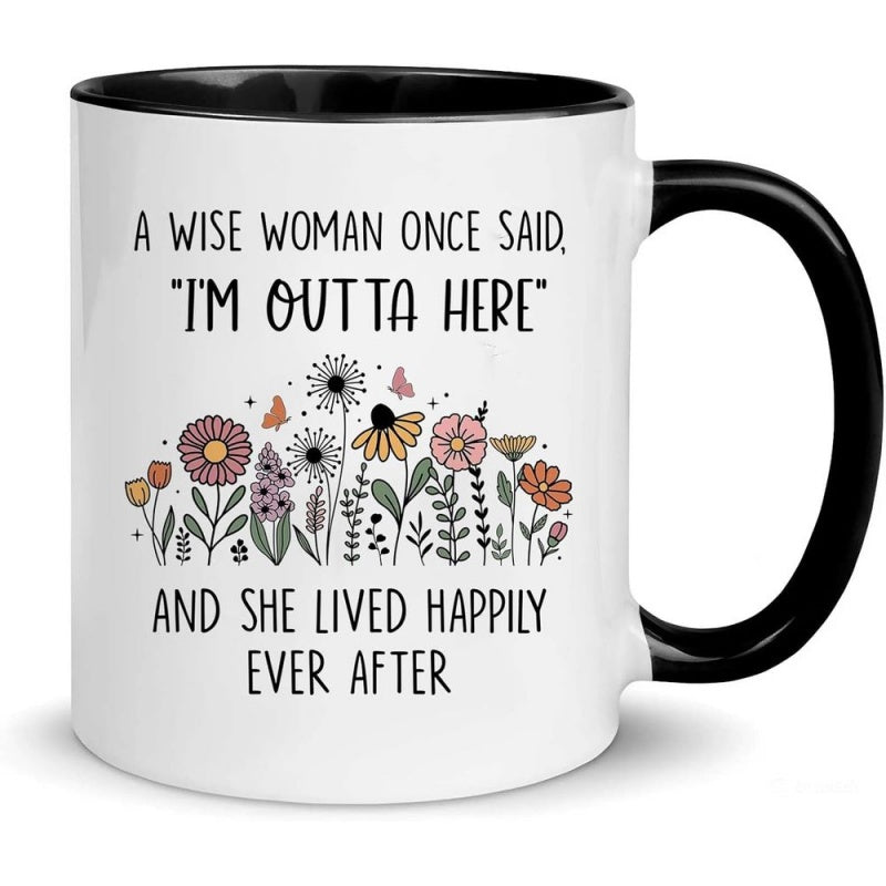 Tailorly Black Accent 11 oz Mug - i outta here funny retired text