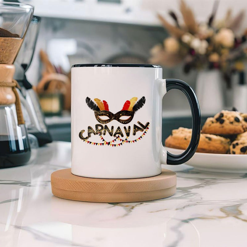 Tailorly Black Accent 11 oz Mug - 1pc 11oz carnival coffee mug insulated reusable dishwasher safe cup for home use 330ml 11oz festival