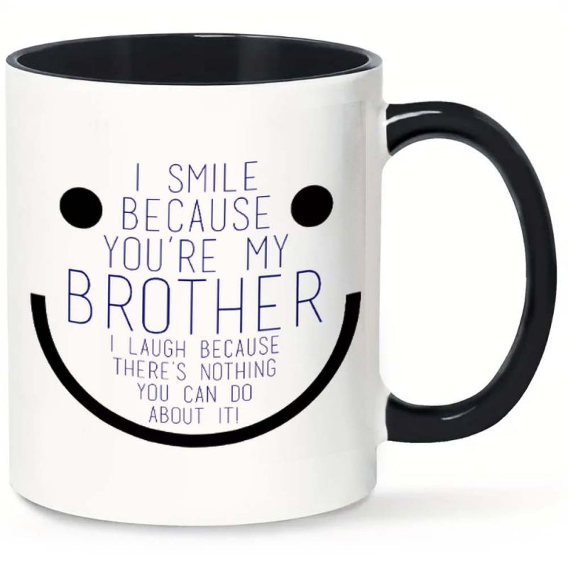 Tailorly Black Accent 11 oz Mug - smile youre my brother statement