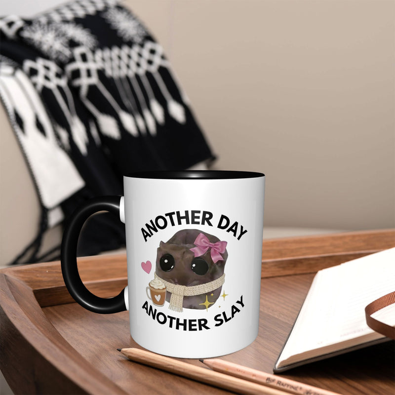Tailorly Black Accent 11 oz Mug - Cute Hamster Another Slay Mug Black Accent White Ceramic Coffee Cup Scarf Latte Winter Animal Print Drinkware