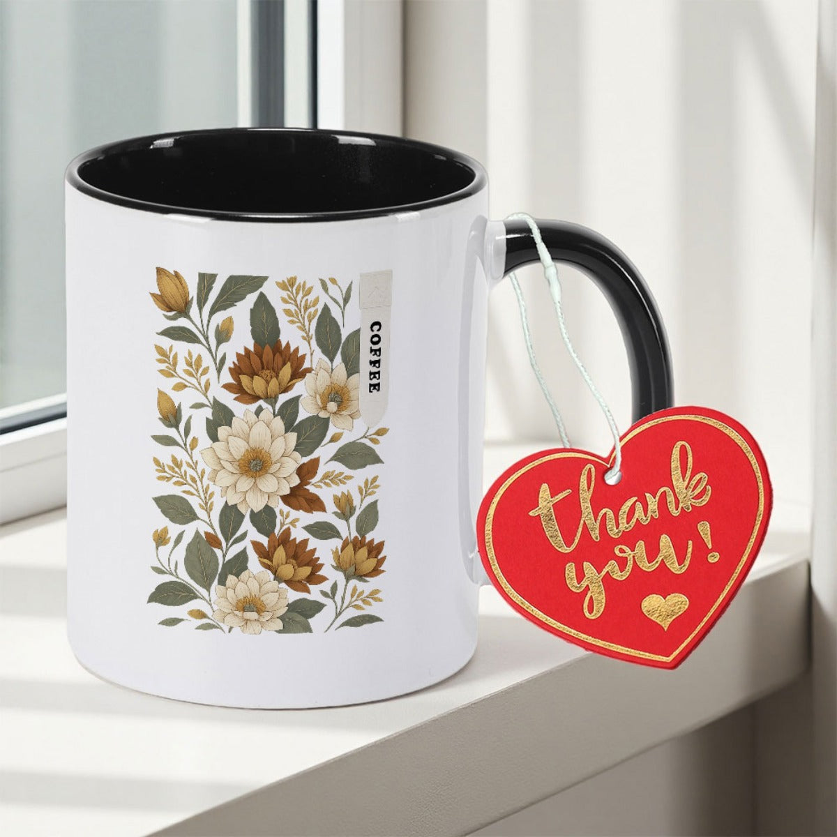 Tailorly Black Accent 11 oz Mug - Vintage Mother's Day or Father's Day double-sided print