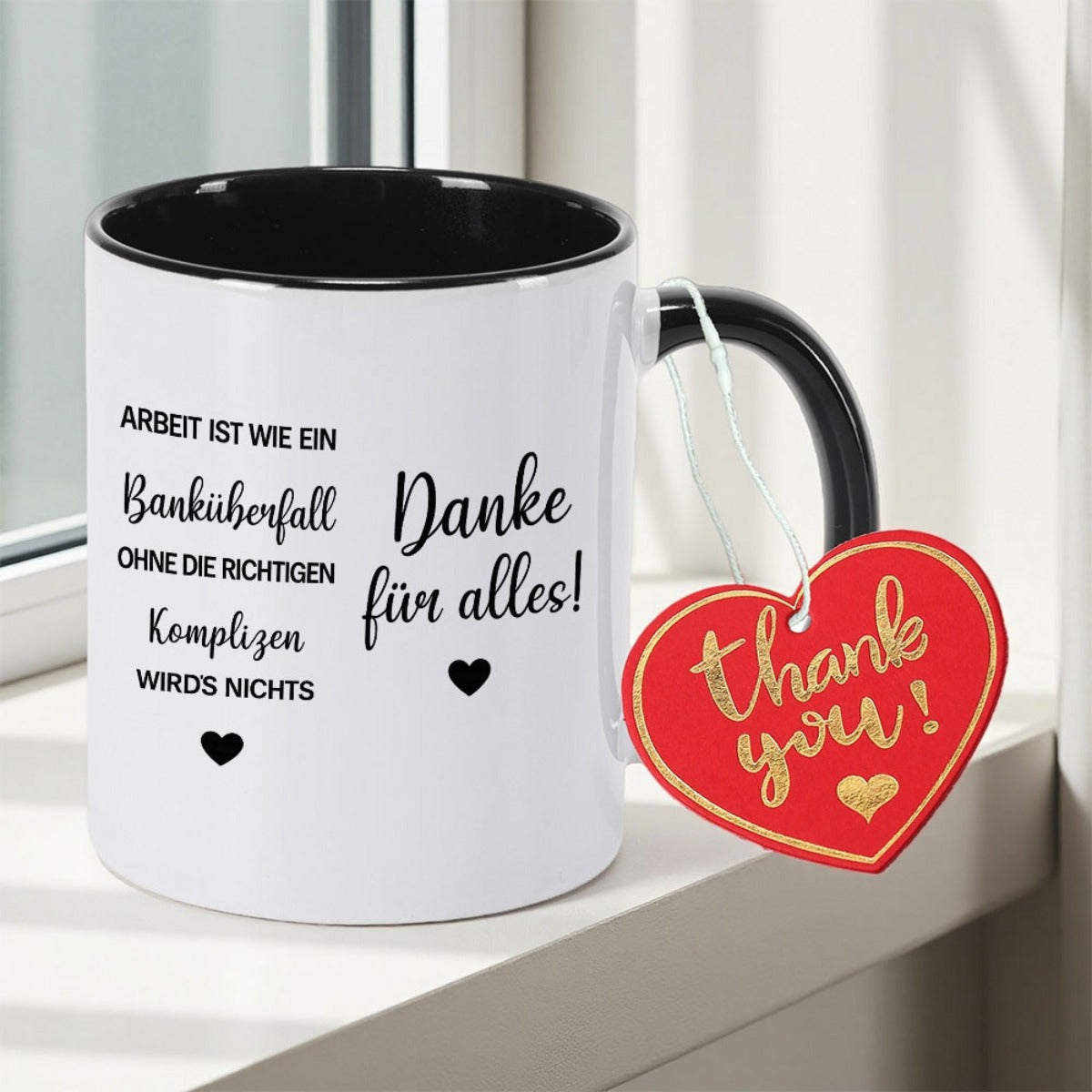 Tailorly Black Accent 11 oz Mug - German text "Love Reading"