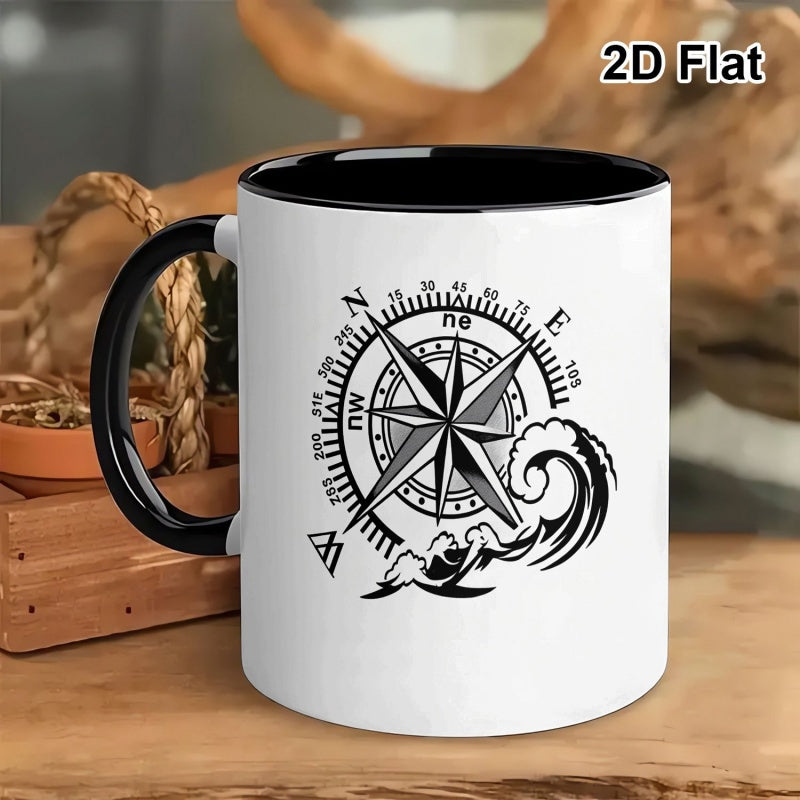 Tailorly Black Accent 11 oz Mug - one porcelain mug 11 ounces featuring a vintage two tone ceramic tea cup a valentines day present for him or her