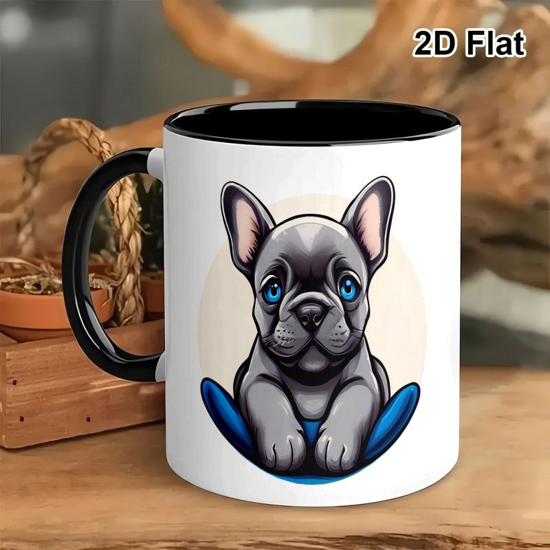 Tailorly Black Accent 11 oz Mug - french bulldog puppy graphic