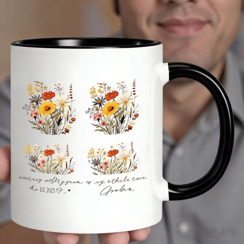 Tailorly Black Accent 11 oz Mug - wildflowers