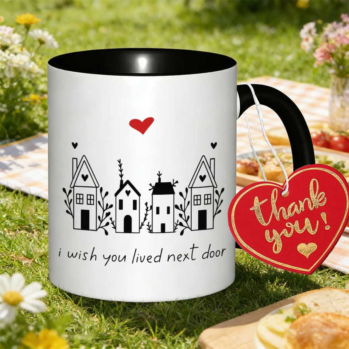 Tailorly Black Accent 11 oz Mug - with i you next door printed text