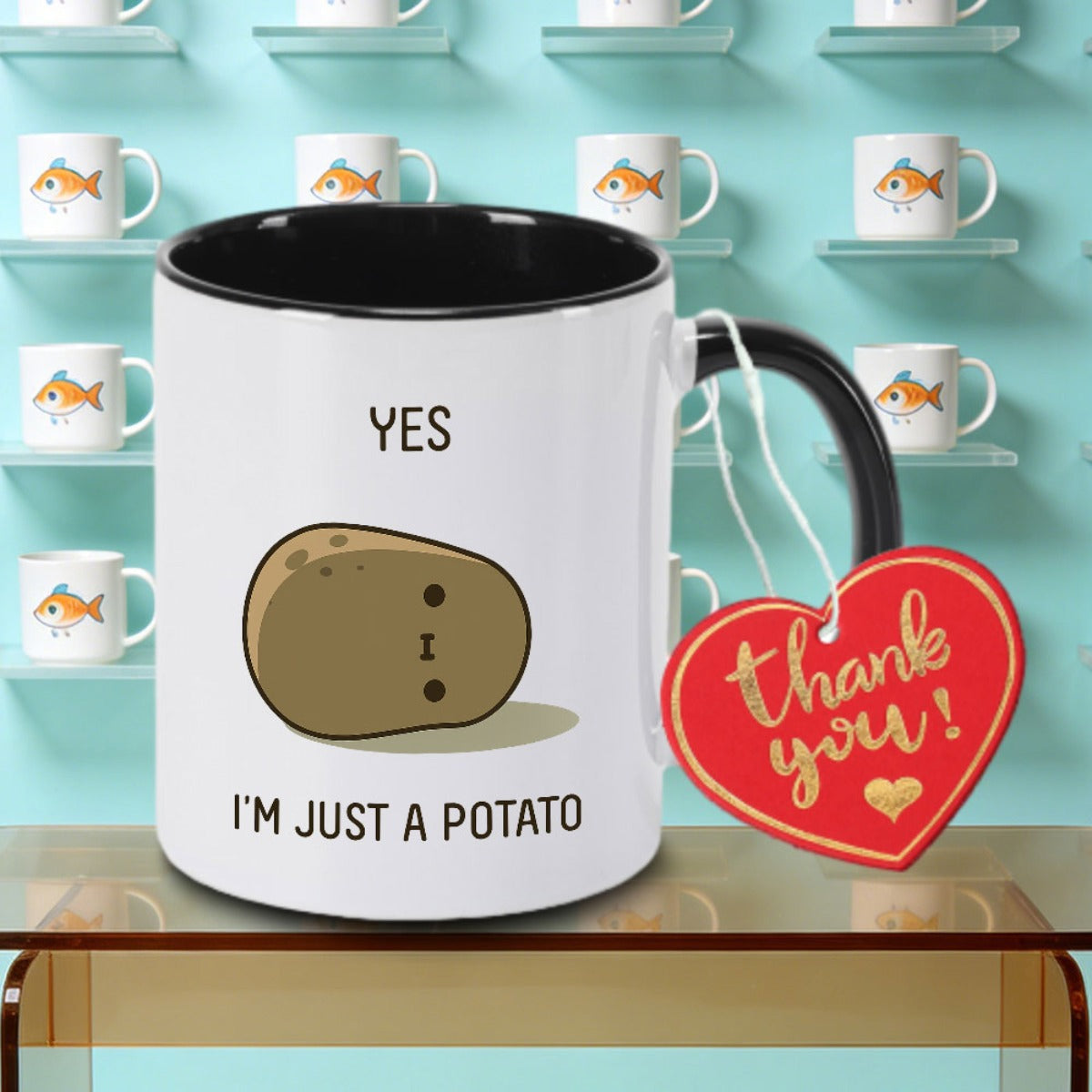 Tailorly Black Accent 11 oz Mug - JUST A POTATO Logo