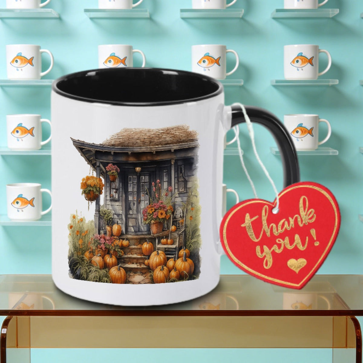 Tailorly Black Accent 11 oz Mug - Fun Pumpkin Logo