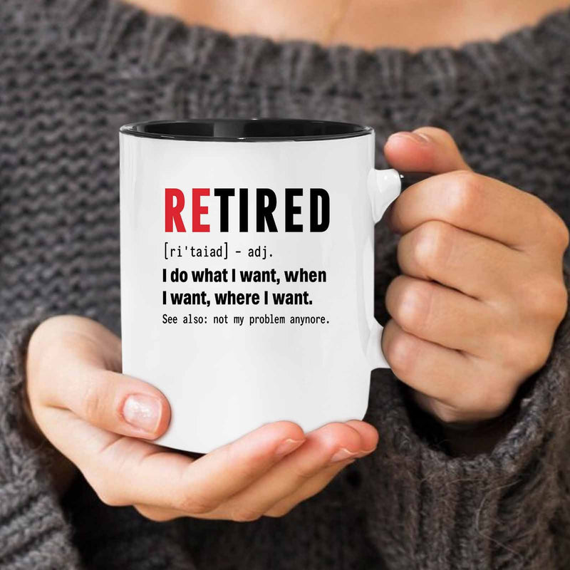 Tailorly Black Accent 11 oz Mug - i do when i want where i want quote retired designer birthday or farewell gift