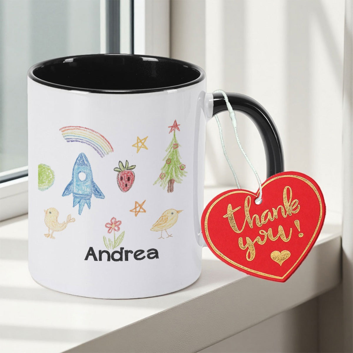 Tailorly Black Accent 11 oz Mug - Hand-Drawn Design