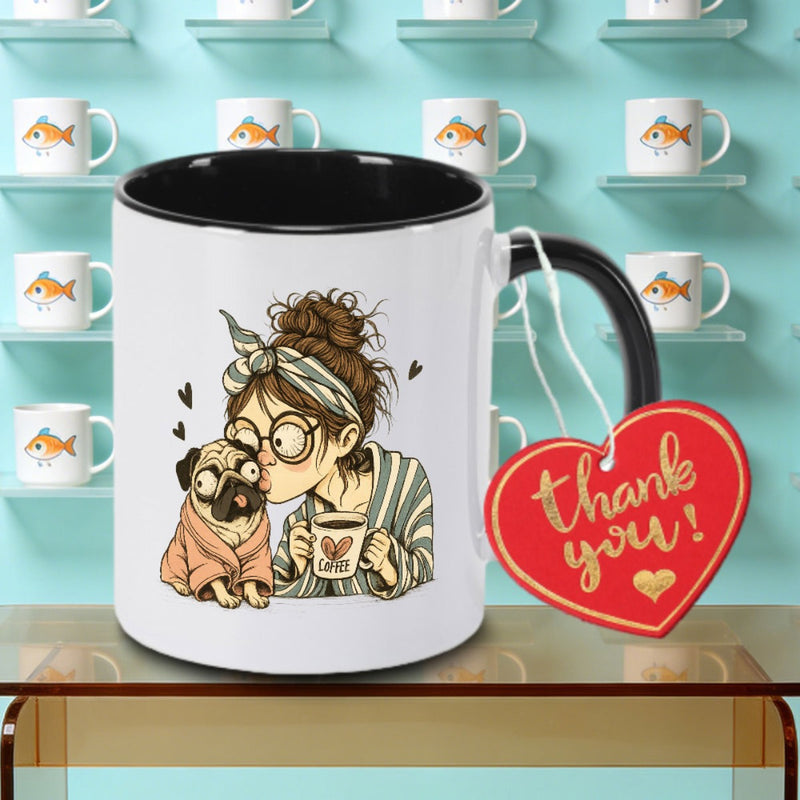 Tailorly Black Accent 11 oz Mug - Adorable Chihuahua illustration