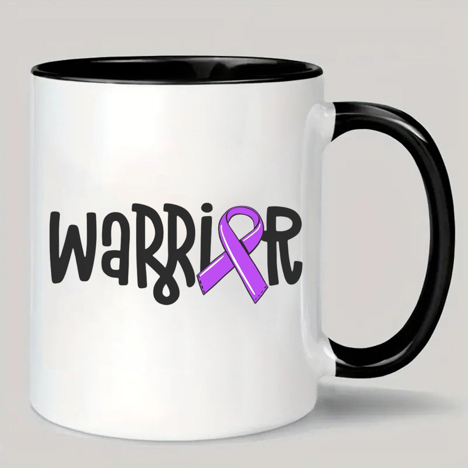 Tailorly Black Accent 11 oz Mug - warrior purple strap awareness