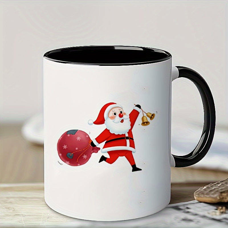 Tailorly Black Accent 11 oz Mug - holiday Santa Claus with red and golden accents