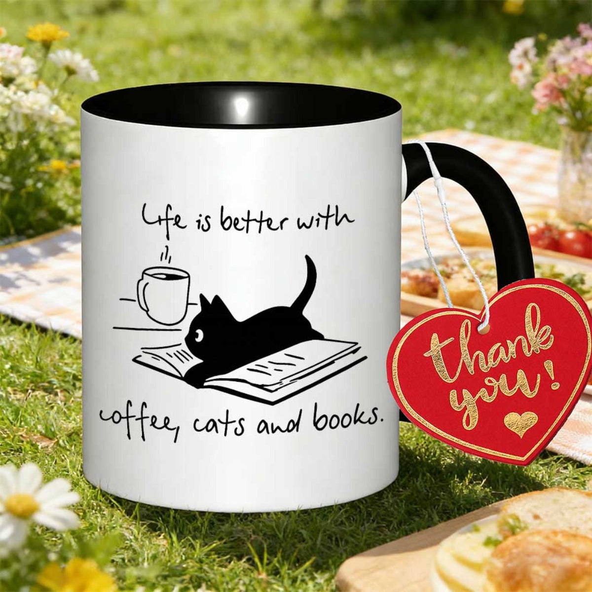 Tailorly Black Accent 11 oz Mug - an adorable black cat