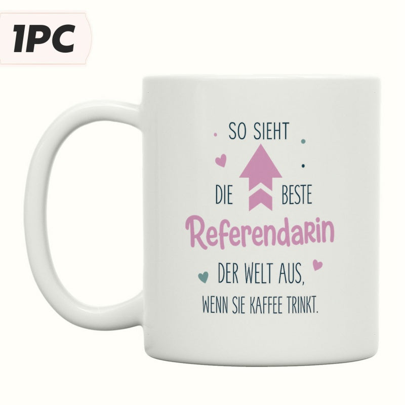 Tailorly White Ceramic 11 oz Mug - Minimalist Featuring Pink Arrow With Tiny Hearts Mug