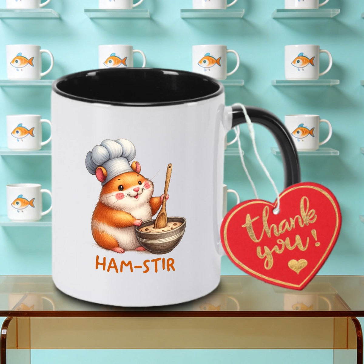 Tailorly Black Accent 11 oz Mug - A Single Hamster Chef Logo
