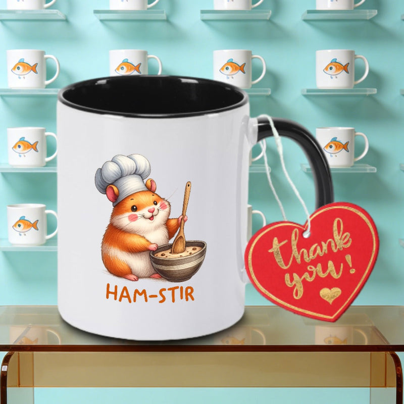 Tailorly Black Accent 11 oz Mug - A Single Hamster Chef Logo