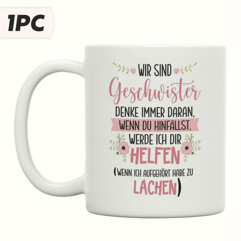 Tailorly White Ceramic 11 oz Mug - With Pink Floral Accents And Elegant Decorative Scrolls Mug