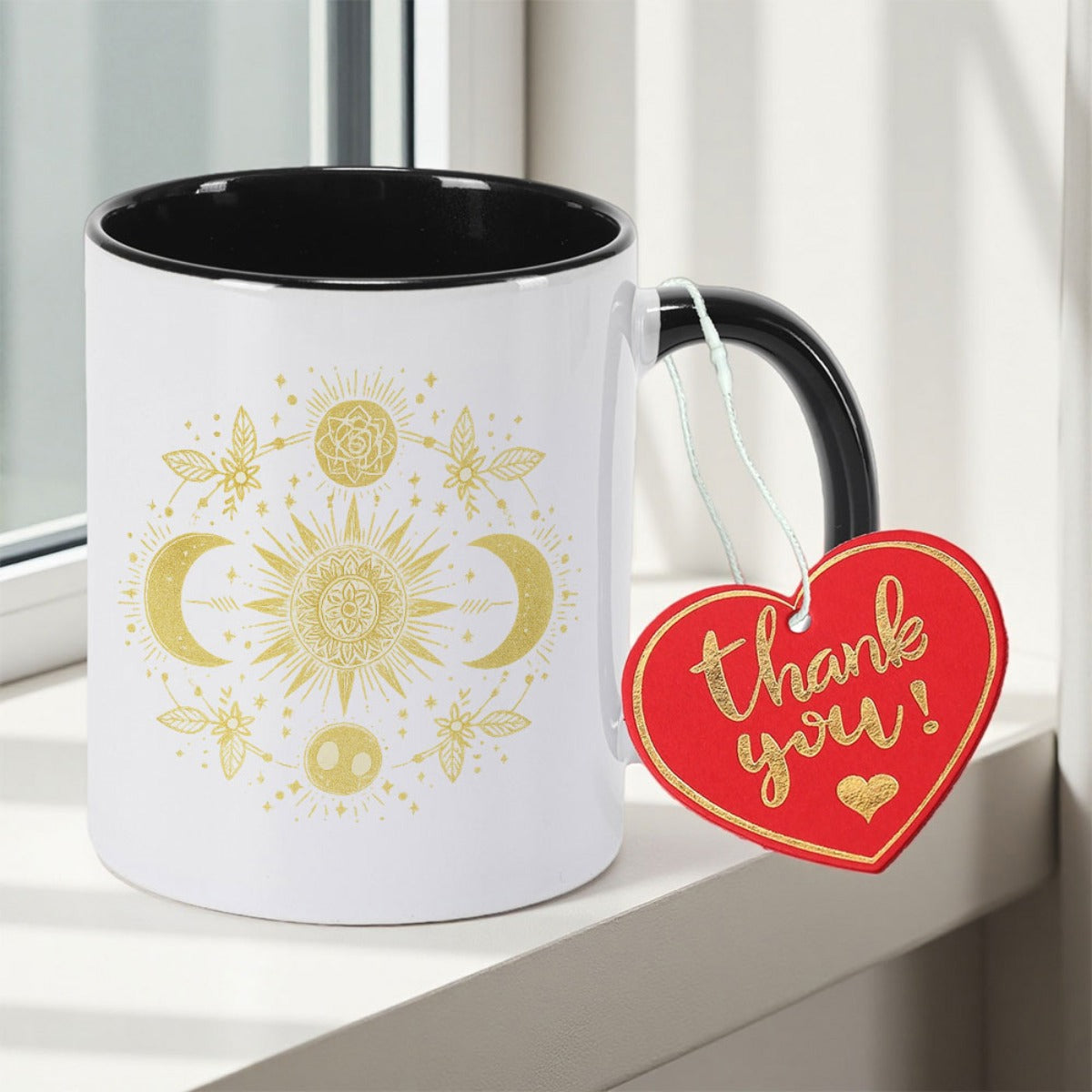 Tailorly Black Accent 11 oz Mug - Celestial double sided print