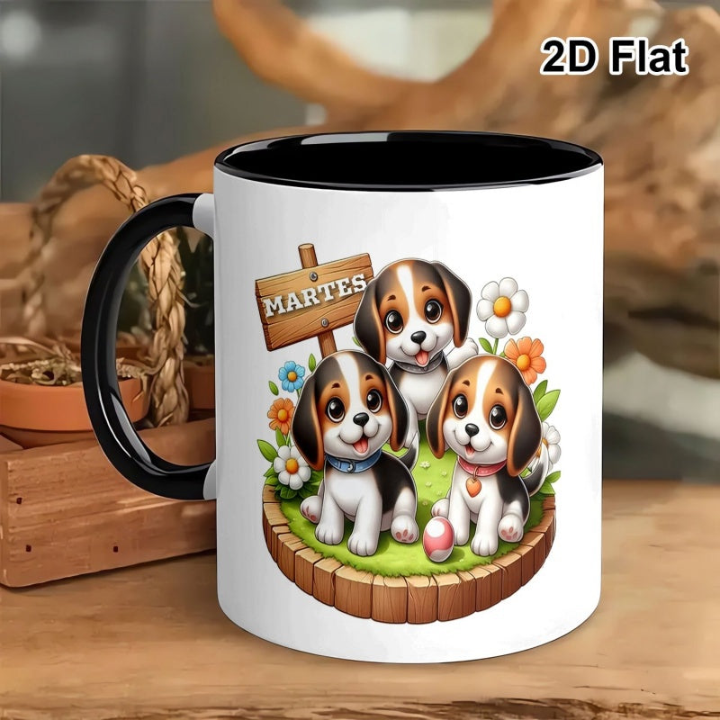 Tailorly Black Accent 11 oz Mug - beagle puppies