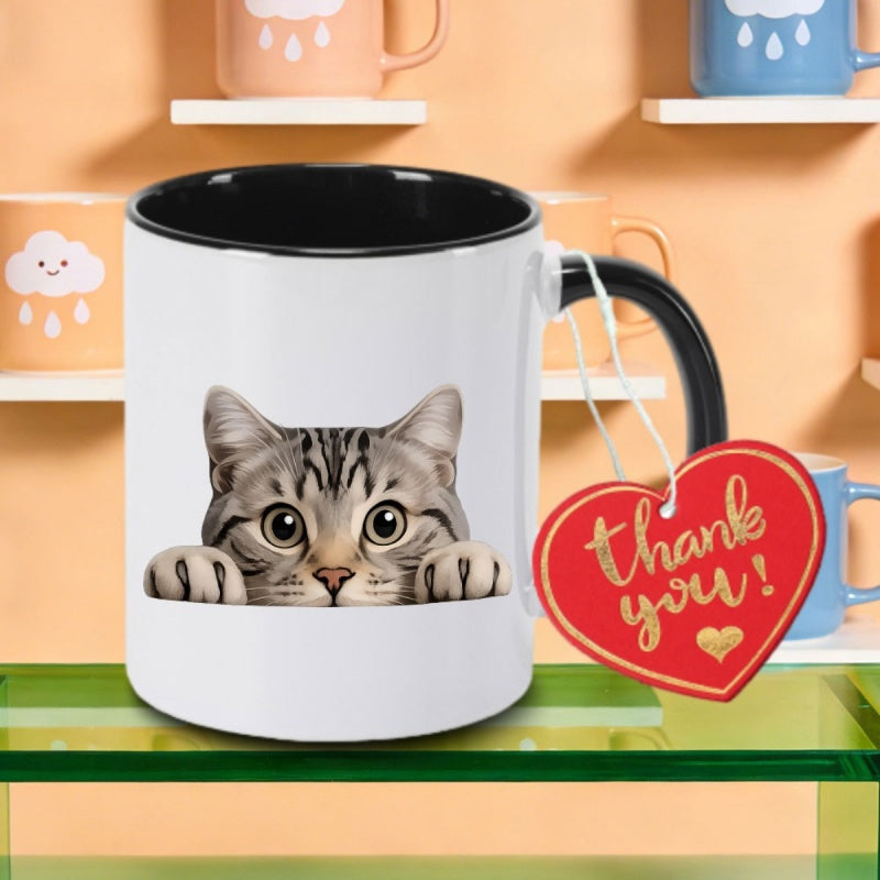 Tailorly Black Accent 11 oz Mug - cute kitten use print logo