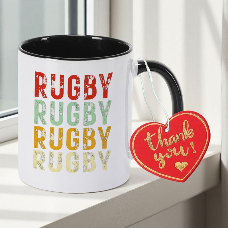 Tailorly Black Accent 11 oz Mug - Distressed Lettering Print