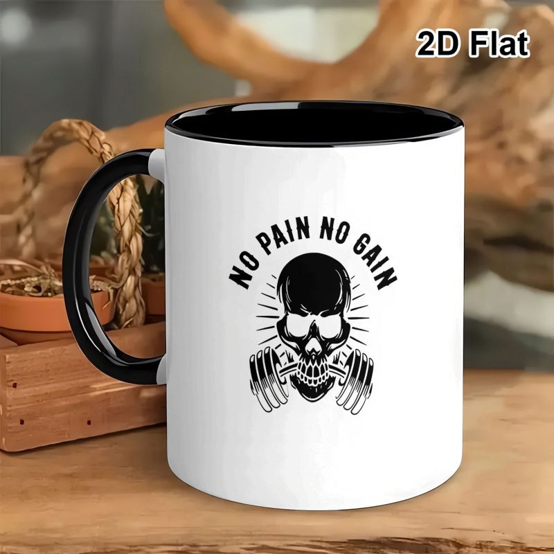 Tailorly Black Accent 11 oz Mug - skull and dumbbell design with the slogan enthusiasts this an valentines day