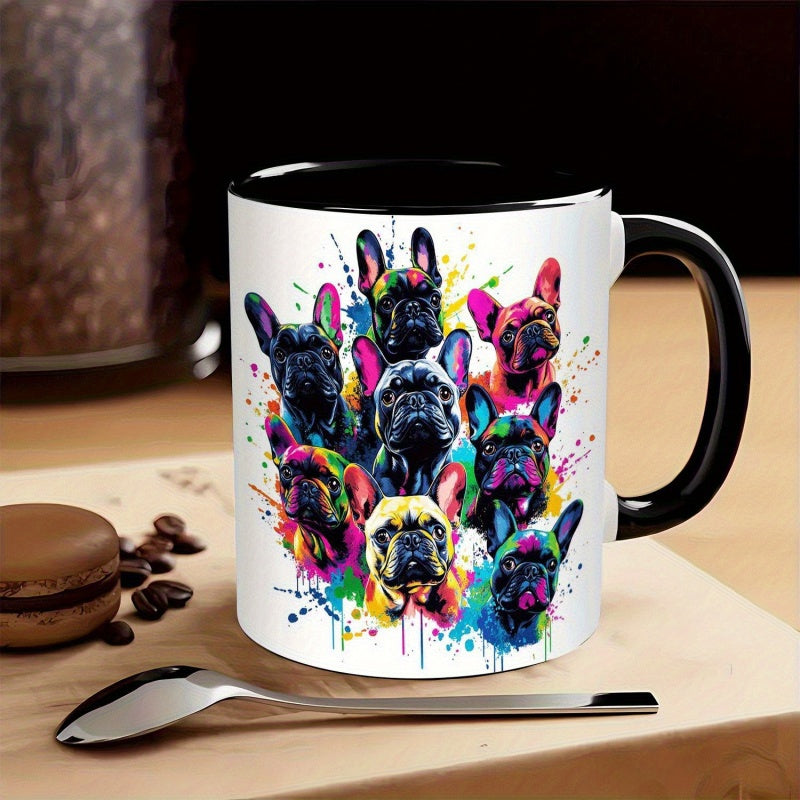 Tailorly Black Accent 11 oz Mug - 11 ounce elegant mug with coated interior compatible for coffee tea milk water ideal gift suitable for christmas
