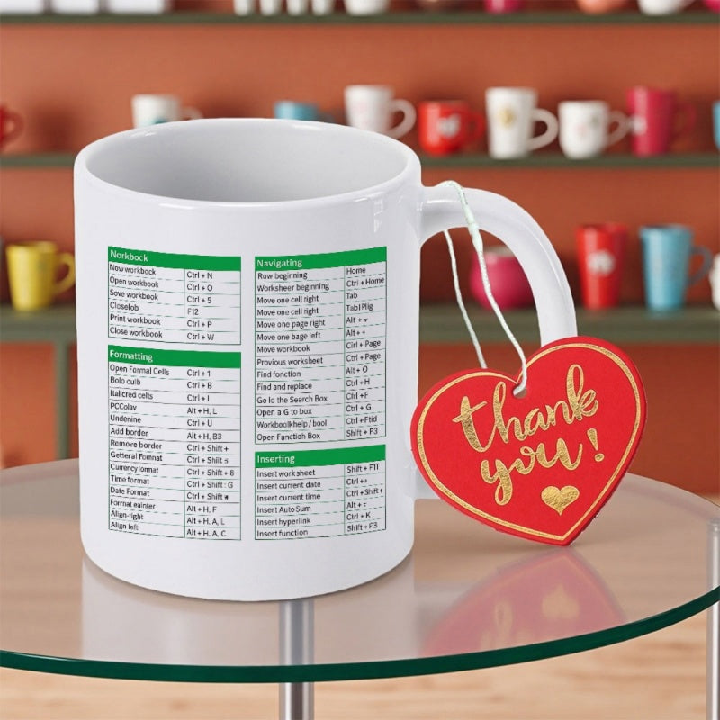 Tailorly White Ceramic 11 oz Mug - Thank You Ceramic Surface Featuring Detailed Medical Reference Charts And Red Heart Tag Mug